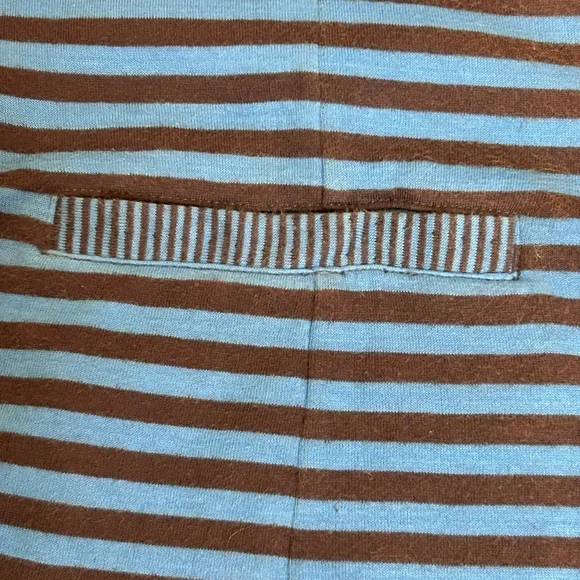 Caslon Women’s Size Large Cotton Knit Blue Stripe One Button relaxed fit Blazer - Picture 6 of 8